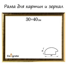 Рама для картин (зеркал) 30 х 40 х 2,7 см, пластиковая, calligrata 6472, золотая