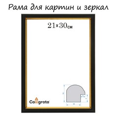 Рама для картин (зеркал) 21 х 30 х 1,2 см, пластиковая, calligrata pkm, черный