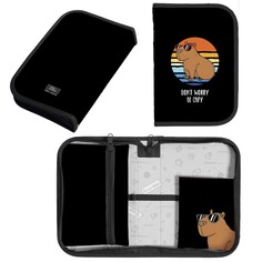 Пенал 1 секция 140 х 210 х 40 мм, откидной карман и косметичка, тканевый, calligrata top content