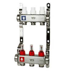 Коллекторная группа с расходометром и кронштейном, 1"х 3 выхода, РосТурПласт