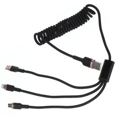 Кабель USB OLMIO, microUSB Type-C SPRING, 3 А, 1.5 м, черный, 041623