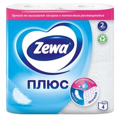 Туалетная бумага Zewa, 2 слоя, 4 шт, 23 м, с втулкой, белая