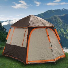 Палатка 4-местная, 310х220х185 см, 1 слой, 1 комн, с москитной сеткой, Green Days, 4SINGLE, GJN188