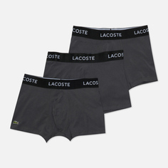 Комплект мужских трусов Lacoste Underwear 3-Pack Iconic Waist Logo, цвет серый, размер S