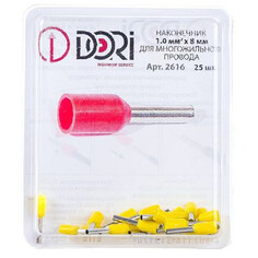 Наконечники, гильзы наконечник втулочный изолированный 1 кв мм 25 шт Dori
