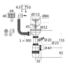 Сифоны сифон для мойки VIRPLAST 3.1/2"х40мм чашка 114мм отвод д/БТ универс перелив Wirquin