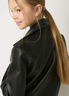 Куртка из искусственной кожи для девочек, Черный O'stin