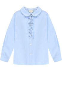 Хлопковая блуза с рюшей Gucci
