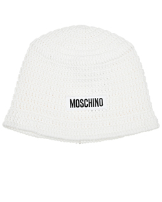 Вязаная шляпа с лого, белая Moschino