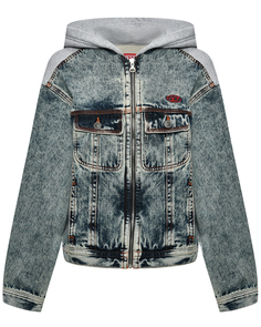 Джинсовая куртка с трикотажным капюшоном Diesel