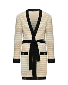 Кардиган в полоску с поясом Balmain