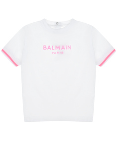Футболка с розовым лого Balmain