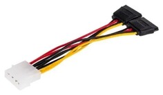 Кабель GoPower 00-00027494 MOLEX (F)-2SATA (M) 0.2M