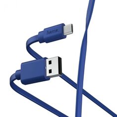 Кабель интерфейсный HAMA 00187226 microUSB (m)/USB A(m), 1м, синий плоский