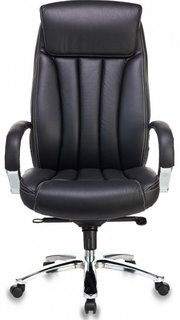 Кресло офисное Бюрократ T-9922SL руководителя, цвет черный, кожа, крестовина металл хром