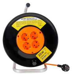 Удлинитель сетевой Старт С/УД SK 4х30-Z 16А Ор/РБК16 на катушке, 4 шт, 30 м, провод ПВС с сечением 3*1,5 мм², с заземлением, 3500 Вт, 16 А, защита IP2