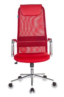 Кресло офисное Бюрократ KB-9N руководителя, цвет красный TW-35N TW-97N сетка/ткань с подголов. крестовина металл хром