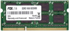 Модуль памяти SODIMM DDR3 8GB Foxline FL1600D3S11-8G PC3-12800 1600MHz CL11 (512*8) 1.5V