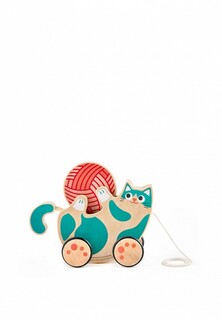 Игрушка Hape для малышей каталка - погремушка "Игривый котенок"