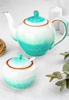 Сервиз чайный Elan Gallery Чайник 1 л 25,2х14х16 см и Сахарница 380 мл 10,2х10,2х10,5 см с ложкой Кантри