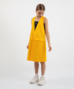 Платье с контрастной отделкой желтое для девочек Gulliver
