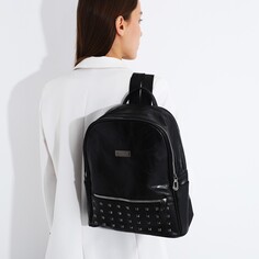 Рюкзак женский из искусственной кожи на молнии, 1 карман, цвет черный NO Brand
