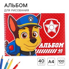 Альбом для рисования а4, 40 листов 100 г/м², на пружине, щенячий патруль PAW Patrol