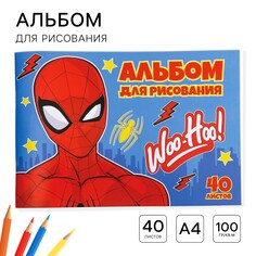 Альбом для рисования а4, 40 листов 100 г/м², на скрепке, человек-паук Marvel