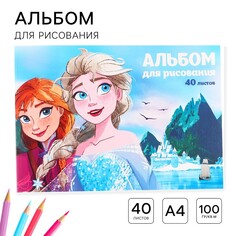 Альбом для рисования а4, 40 листов 100 г/м², на склейке, холодное сердце Disney