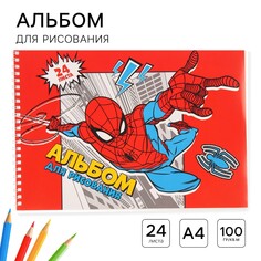 Альбом для рисования а4, 24 листа 100 г/м², на гребне, человек-паук Marvel