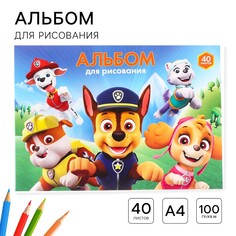 Альбом для рисования а4, 40 листов 100 г/м², на склейке, щенячий патруль PAW Patrol