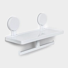 Полка для ванных принадлежностей на липучках доляна, 17×32×11,5 см, цвет белый