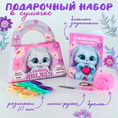 Подарочный набор в сумке: блокнот, резиночки, брелок, ручка Art Fox