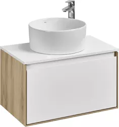 Тумба с раковиной дуб эльвезия/белый глянец 69 см Акватон Либерти 1A2798K2LY010