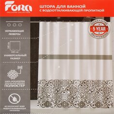 Штора для ванн 180х180 см, полиэстер, Fora, Patchwork, белая, FOR-PH-PATCH