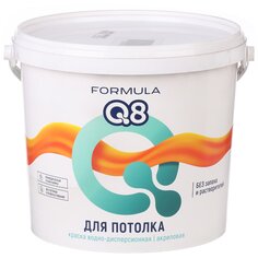 Краска воднодисперсионная, Formula Q8, акриловая, для потолков, матовая, белая, 6.5 кг