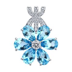 Подвеска SOKOLOV из белого золота с топазами и фианитами