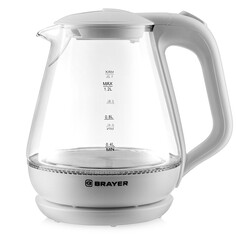 Чайники электрические чайник BRAYER BR1063WH 1630Вт 1,2л стекло белый