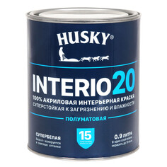 Краски для стен и потолков краска акриловая HUSKY INTERIO 20 для стен и потолков база А 0,9л, арт.32205
