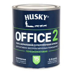 Краски для стен и потолков краска акриловая для стен и потолков HUSKY OFFICE 2 суперпрочная база А 0,9л, арт.32223