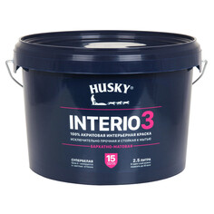 Краски для стен и потолков краска акриловая HUSKY INTERIO 3 для стен и потолков база А бархатно-матовая 2,5л, арт. 32242