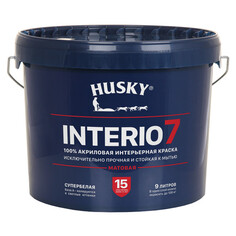 Краски для стен и потолков краска акриловая HUSKY INTERIO 7 для стен и потолков база А 9л, арт.32237