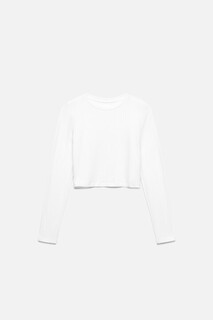 джемпер женский Лонгслив хлопковый укороченный с круглым вырезом Befree