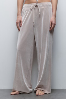 брюки женские Брюки домашние велюровые с поясом на завязках Befree