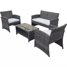 Комплект садовой мебели Lori искусственный ротанг серый диван 1 шт. стол 1 шт. кресло 2 шт. подушки 3 шт. Без бренда