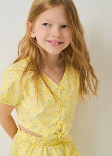 Блузка с коротким рукавом для девочек, Желтый O'stin