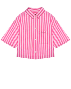 Рубашка укороченная в полоску, розовая Max&Co