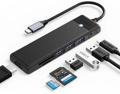 Док-станция Orico ORICO-PWD-7P-BK-EP 7-в-1, 3*USB-A 3.0, 5 Гбит/с, 1*USB-C PD 100 Вт, 1*HDMI, 4K/30Гц, 2*TF/SD 3.0, черная