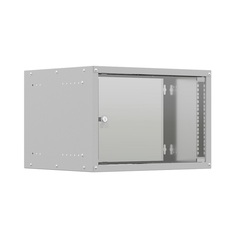 Шкаф настенный NTSS LIME 6U 550х350х370мм, 2 профиля 19", дверь стеклянная, боковые стенки несъемные, серый RAL 7035 (NTSS-WL6U5535GS)