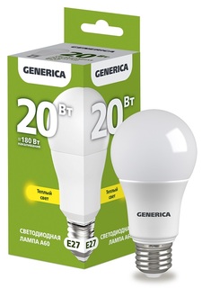 Лампа светодиодная GENERICA LL-A60-20-230-30-E27-G A60 20Вт грушевидная 3000К E27 230В